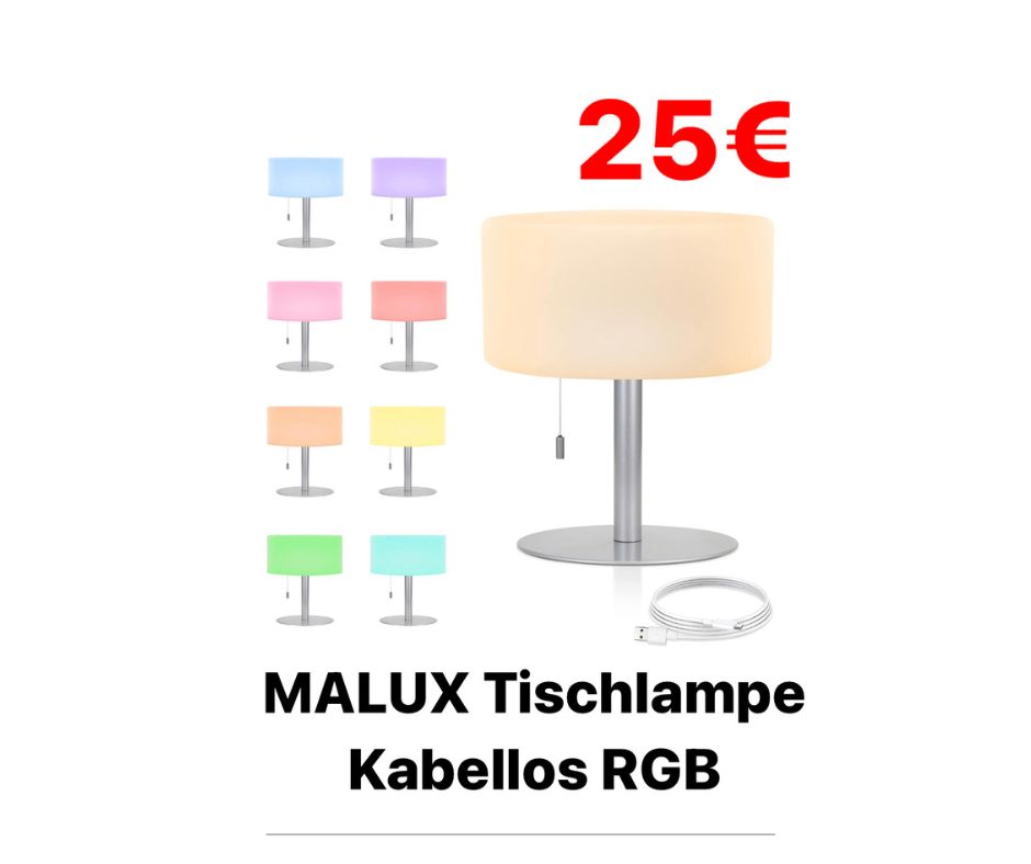 MALUX RGB Tischlampe Kabellos Warmweiß Dimmbar LED Tischleuchte Akku 8 Farben Farbwechsel Outdoor Wasserdicht IP44 LED Tischlampe Dekor für Haus Garten Balkon Esstisch (Silber) Lampe Leuchte NEU in Bielefeld