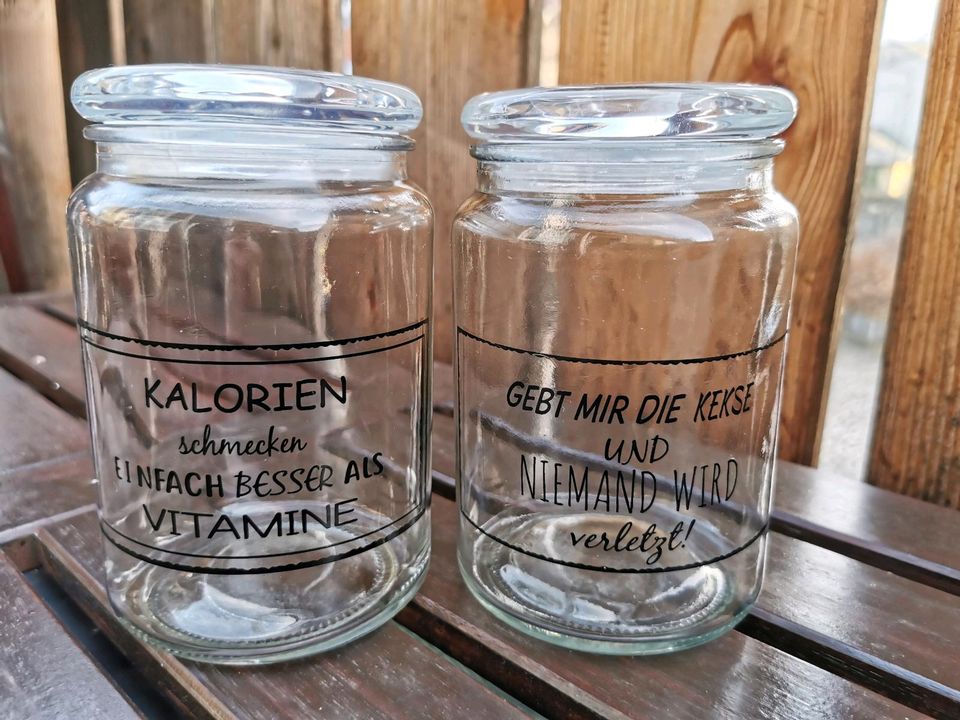 2 SPRÜCHE GLÄSER VORRATSGLÄSER FÜR SÜSSES KEKSE in SachsenAnhalt