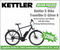 E-Bike Kettler Travelller E-Silver 8 Bosch 500 WH Herren Niedersachsen - Ostrhauderfehn Vorschau