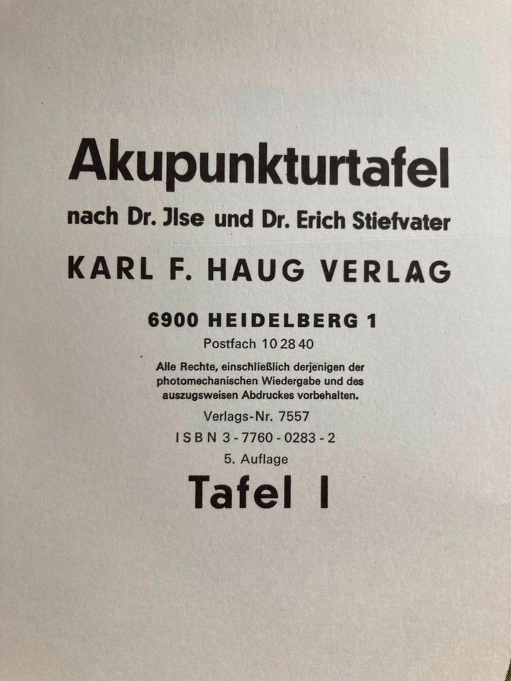 Akupunkturtafeln I-III Karl F. Haug Verlag Heidelberg in Uettingen