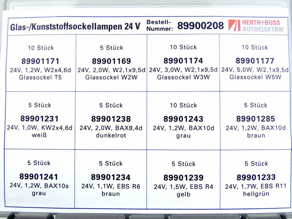 Glühlampen-Sortiment für LKW 24Volt 89900208 H+B Beleuchtung NEU in Großwoltersdorf