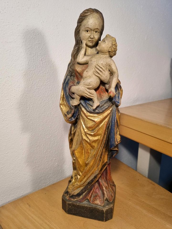 MUTTER GOTTES HEILIGER JOSEF MADONNA ALT HEILIGENFIGUR HOLZFIGUR in Kumhausen