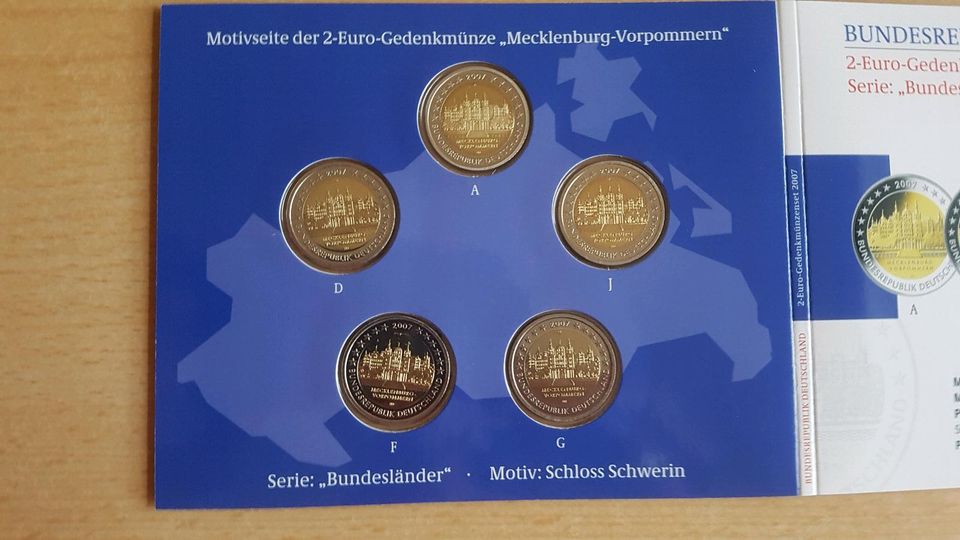 2 Euro Gedenkmünzen Serie Bundesländer Schloss Schwerin 2007 in Hilden