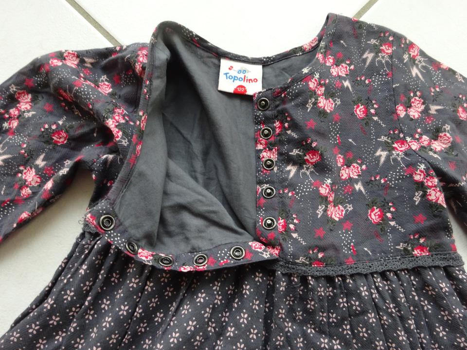 Kleid Herbstkleid langarm grau gemustert 2-lagig Größe 122 in Ebensfeld