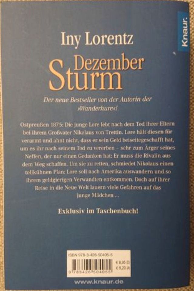 Dezembersturm Iny Lorentz Roman Buch, super Zustand in Hügelsheim