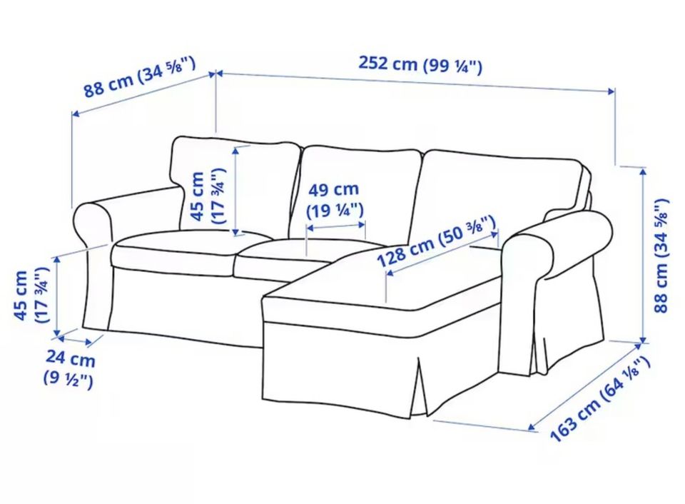 3-Sitzer-Sofa mit Recamiere Ektorp Ikea in München