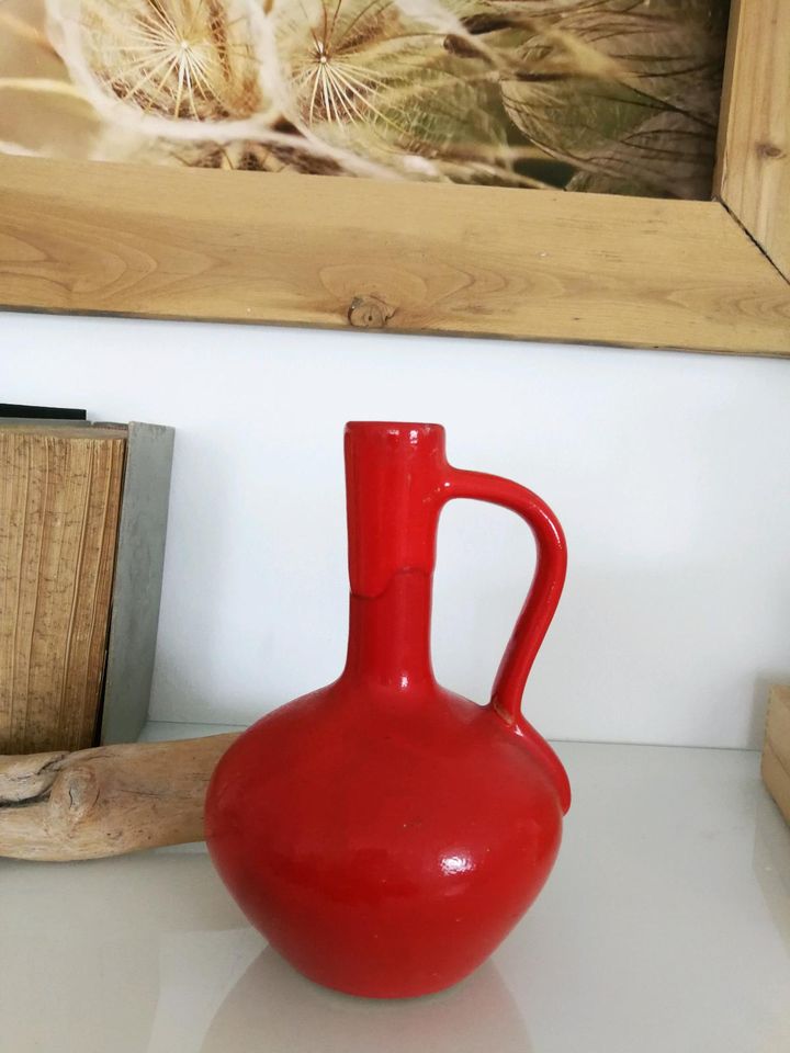 Henkelvase Vase rot Kanne Vintage Krug in Seeheim-Jugenheim