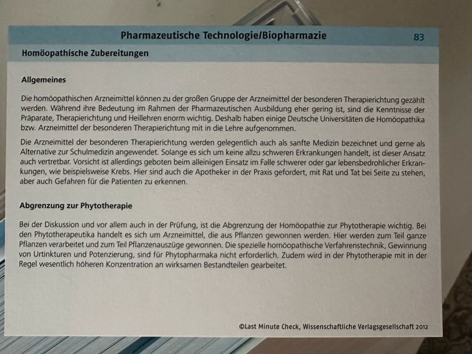 Last Minute Check Pharmazeutische Technologie / Biopharmazie in Köln