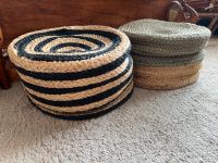 2 POUF Sitzkissen JUTE handgemacht natur blau rund 45x30 cm Frankfurt am Main - Gutleutviertel Vorschau