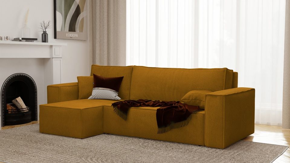 Ecksofa Paris Poso Cordstoff Sofa Couch mit Schlaffunktion in Bochum