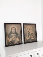 Alte Heilige Bilder Antik Verglast Holzrahmen Braun Jesus Maria Baden-Württemberg - Karlsruhe Vorschau