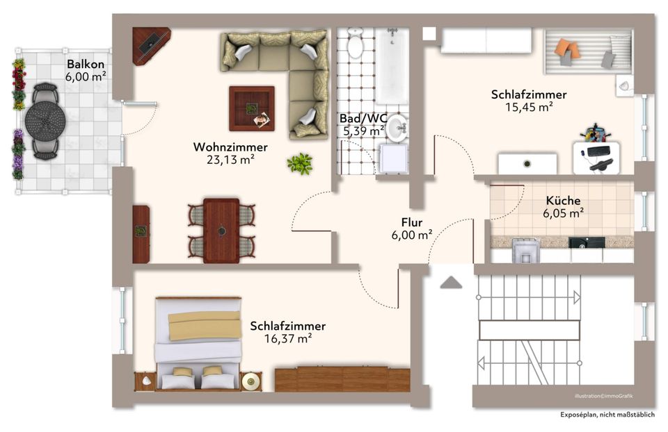 Vermietete Dreiraumwohnung in Bannewitz mit Balkon und Stellplatz in Bannewitz