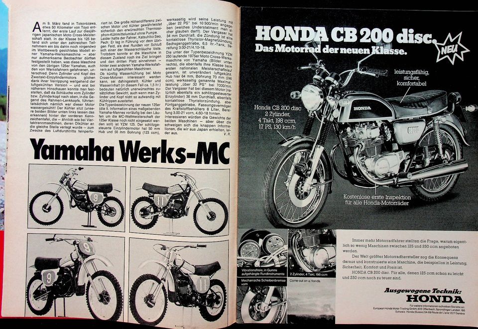 Motorrad 08/75 mit Honda CB 400 Four Bultaco MC 250 Laverda 1000 in Bad Harzburg