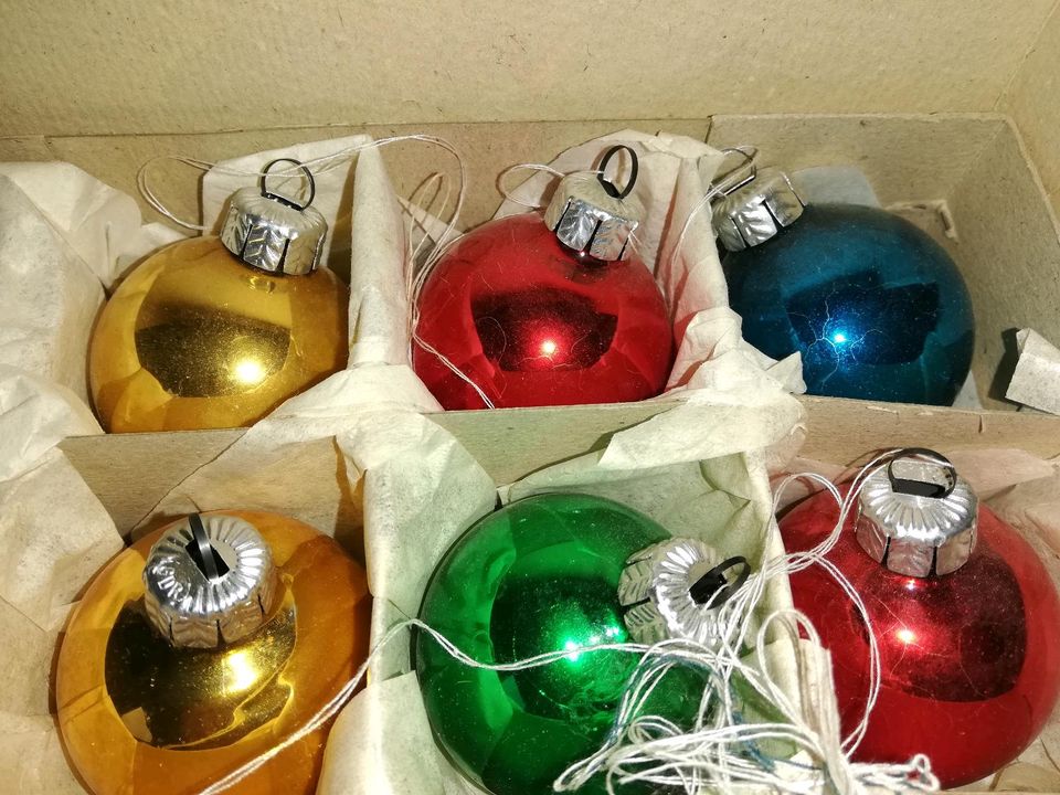Weihnachtskugeln Christbaumkugeln Glas alt bunt 22x Lauscha (?) in