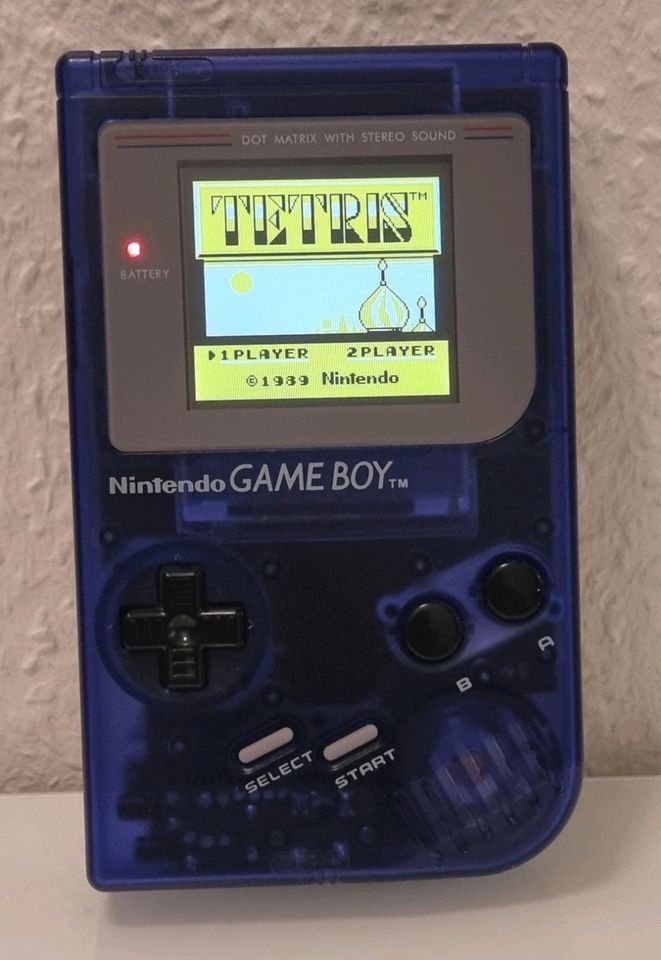 Gameboy Classic mit IPS V5 LCD-Display in Clear Dark Blue Design in Herne