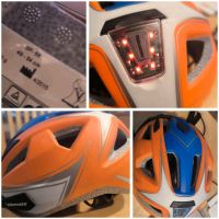 Fahrradhelm orange blau mit Licht rot leuchtend hinten, 3 Modi, 4 Baden-Württemberg - Philippsburg Vorschau