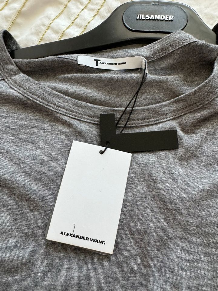 Alexander Wang grau Basic Langarm Shirt Rayon Luxus L Damen Plein in Köln