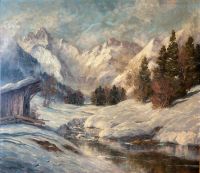 Original Gemälde von Hermann Gabler, Winterlandschaft Kreis Ostholstein - Fehmarn Vorschau