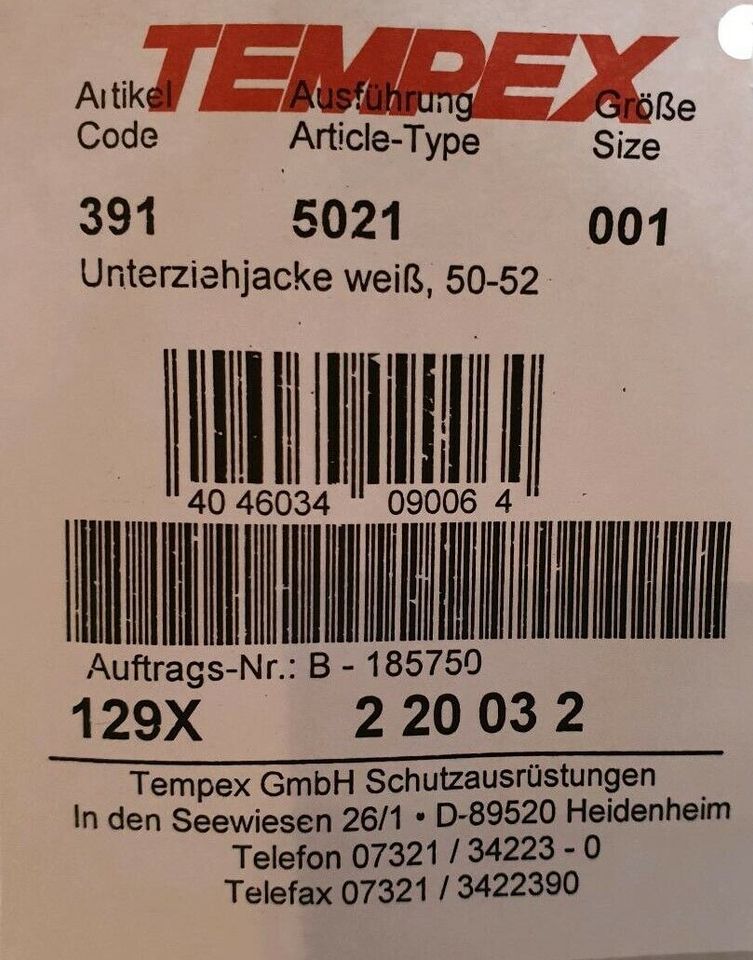 Tempex, HB-Kälteschutz, Thermo-Arbeits-Berufs-Herren-Jacke in Villingen-Schwenningen