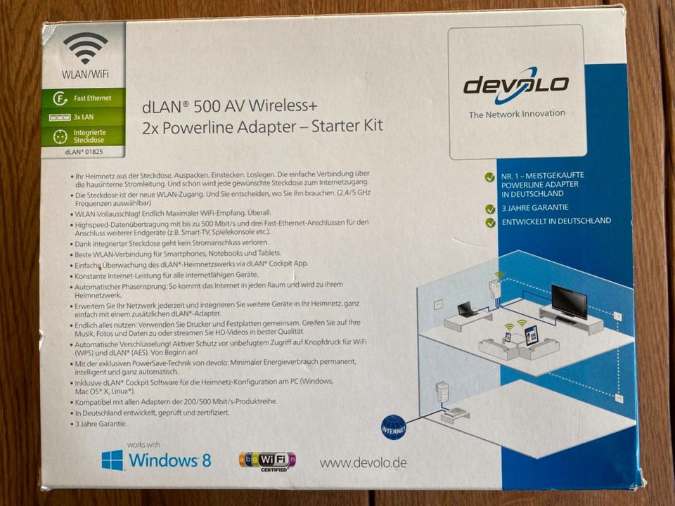 DEVOLO dLAHN 500 AV Wireiess+ Powerline Adapter Starter Kit in Baunatal