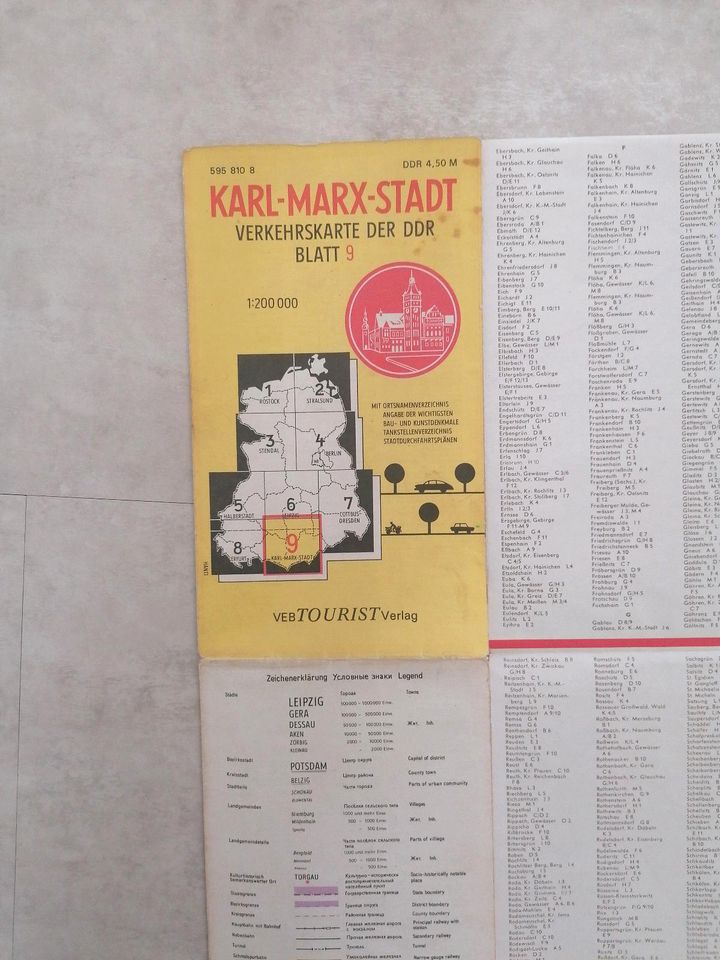 DDR Karte Verkehrskarte Karl-Marx-Stadt Blatt 7 VEB Tourist Verla in Chemnitz