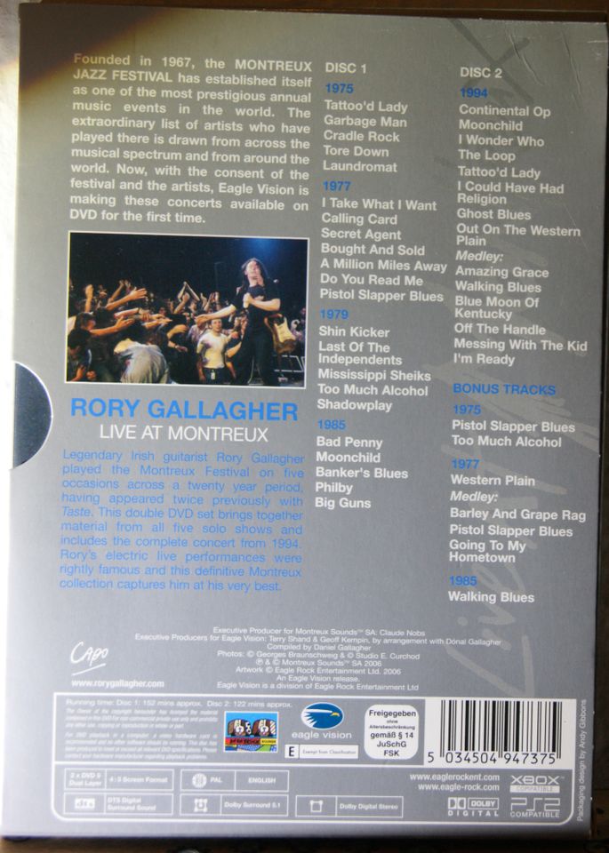 RORY GALLAGHER Live at Montreux DVD ***TOP*** in Wermelskirchen