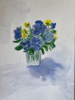 Aquarell Bild Blumen Stillleben Stiefmütterchen 14.5x21cm Pankow - Prenzlauer Berg Vorschau