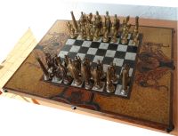 Schach mit Messing - Figuren z.B. Läufer 13 cm h Brett 60 x 76 x Bayern - Dasing Vorschau