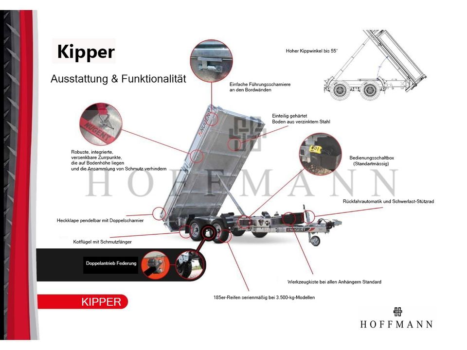 Nugent Dreiseitenkipper 370x180x35 cm 3500 kg in Gindorf