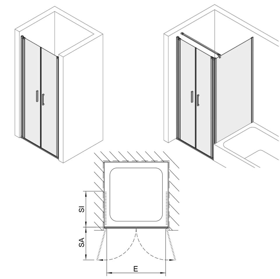 Duschtüre - Pendeltüre - Duschkabine - Koralle SL450 100x200cm in Haimhausen