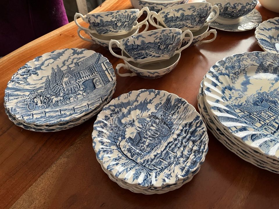 Myott Royal Geschirr blau Essgeschirr, Teller Schüssel, Platte in Wetzlar