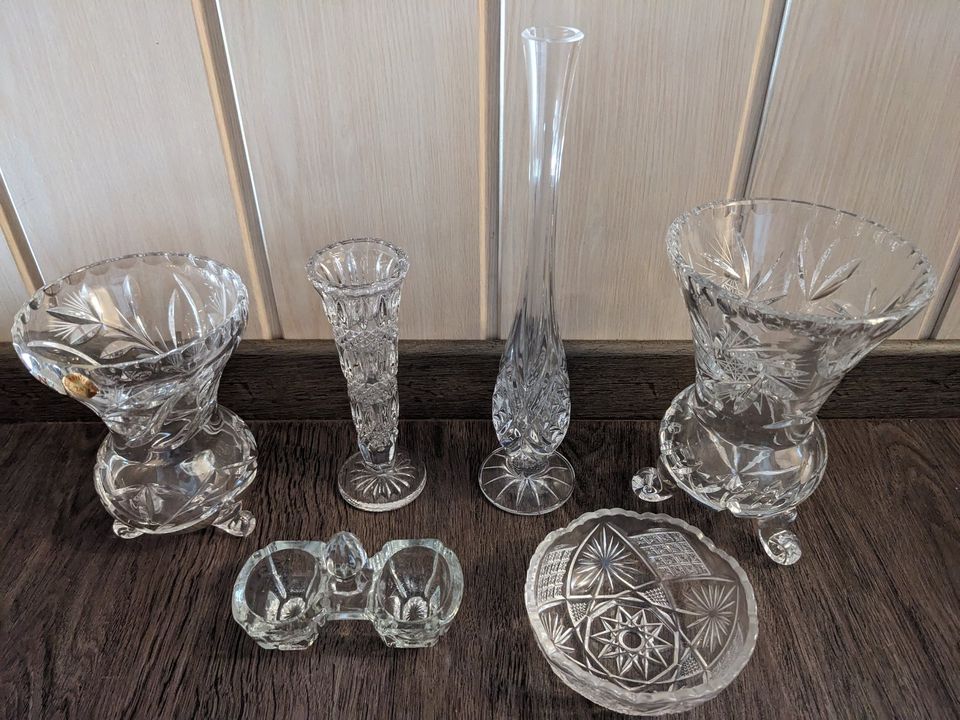 Bleikristall-Vasen , Vasen , Kristall-Saliere , Kristall-Schale in Hartha