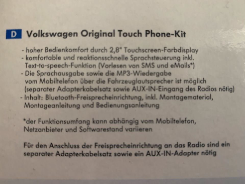 Volkswagen VW Touch Phone-Kit PhoneKit Amarok - unbenutzt! in Menden