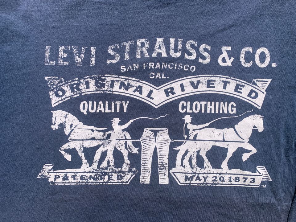 Tshirt Levis Levi’s Strauss two horse Pferde logo blau grunge XL in Rodalben