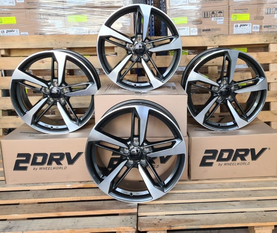 18 Zoll 2DRV Wheelworld 5x112 Felgen Grau Poliert für VW Arteon Shooting Brake Beetle Caddy 5 (V) SK SKN Golf 5 6 7 8 CD Plug In Hybrid GTE GTI GTD R E-Golf Plus Sportsvan Eos Jetta ID.4 Pure in Rodgau