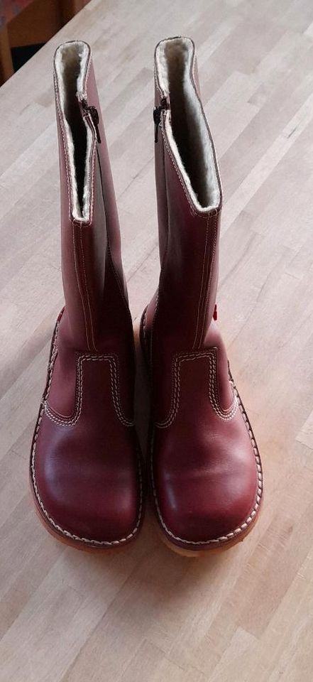 Duckfeet Winterstiefel Vejle Lederstiefel Wolle Bordo rot in Drolshagen