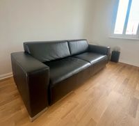 Schwarzes Ledersofa (L 220cm - T 90 cm) Sachsen-Anhalt - Halle Vorschau