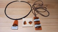 Schmuckset orange braun weiß Glas Kette Ohr Stecker Rheinland-Pfalz - Gillenbeuren Vorschau