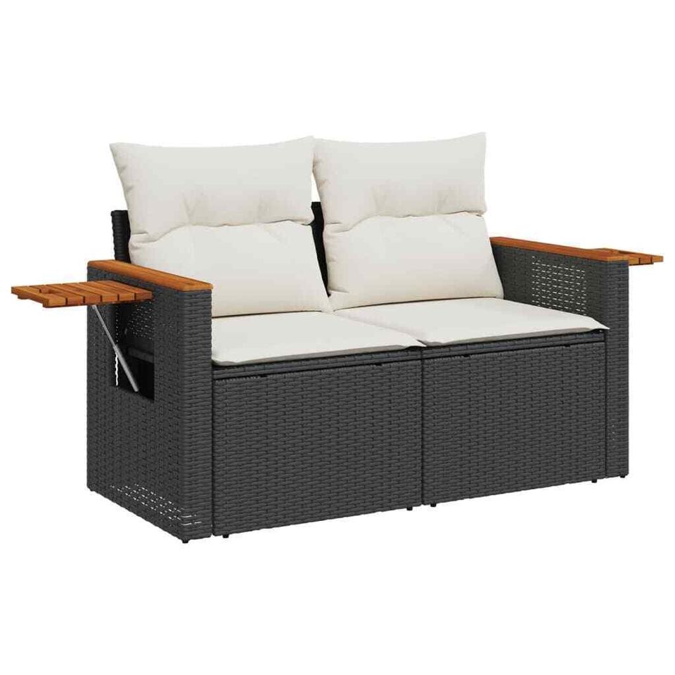 3-tlg. Garten-Sofagarnitur mit Kissen Schwarz Poly Rattan Couch in Weilburg