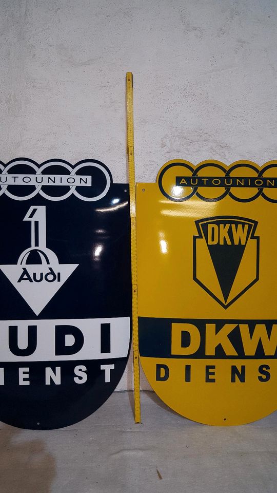 DKW Horch Audi Wanderer Emallienschild Deko Werkstatt in Altenburg