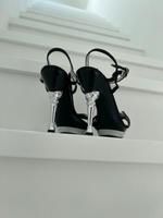 QUEENTINA High Heels Stiletto Plateau schwarz silber Glitzerstein Baden-Württemberg - Friedrichshafen Vorschau