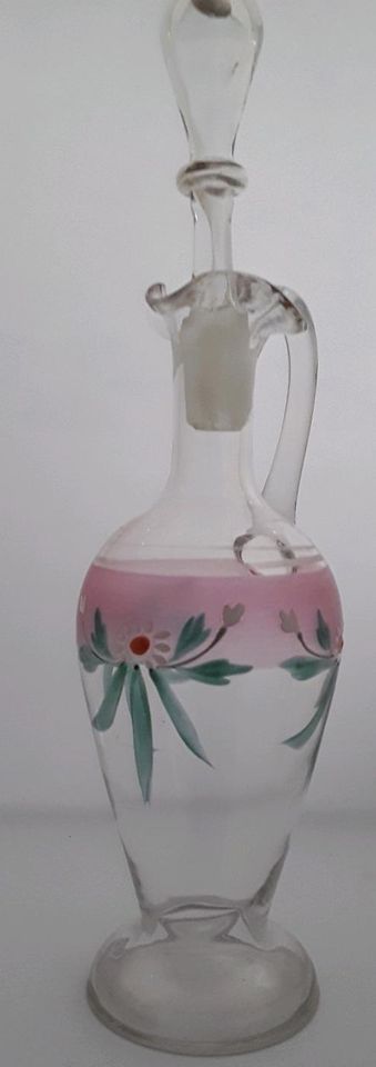 Jugendstil Glas Karaffe Likör Öl Essig florales Design 23 cm Höhe in Dortmund