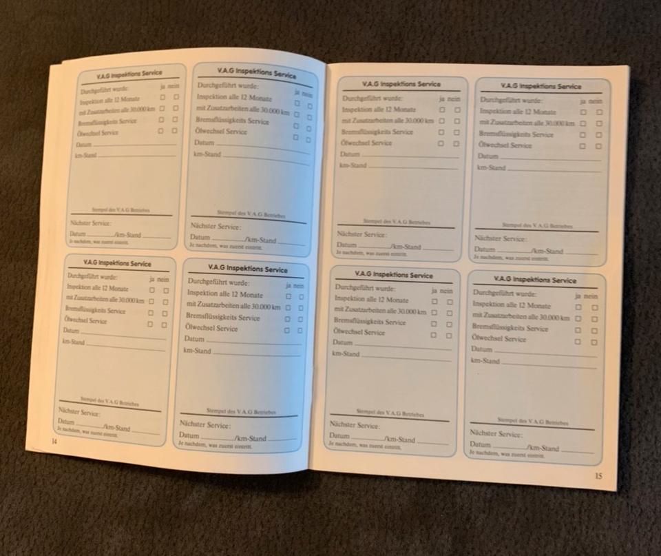 VW Golf 2 1986 Serviceplan Blau Bordmappe Bedienungsanleitung in Schmelz