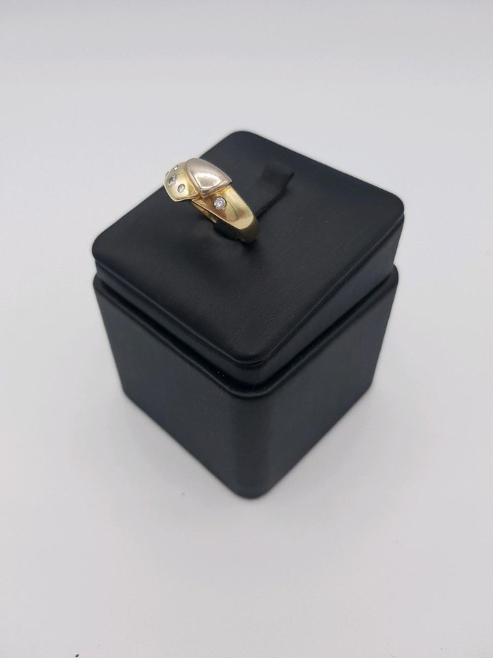 Gold Ring mit 5 Diamanten in 585er/14 Karat Bicolor Gold in Dinslaken