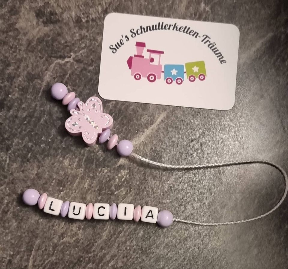 Schnullerkette mit Namen , Taufe, Geschenk, Baby , Geburt in Rees