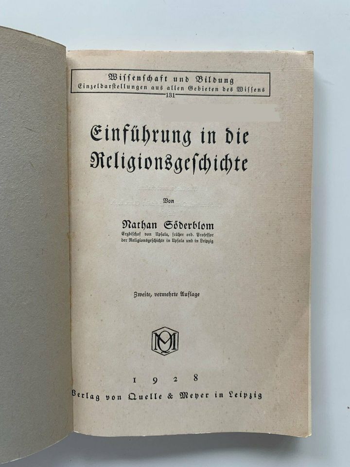 Nathan Söderblom , Einführung in die Religionsgeschichte in Dortmund