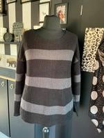 Schwarz grauer Pullover Strick Gr. L 46 gestreift Niedersachsen - Uelzen Vorschau