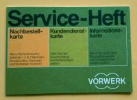 Altes VORWERK Serviceheft 1979 Kundendienstkarte Nachbestellkarte Harburg - Hamburg Eißendorf Vorschau