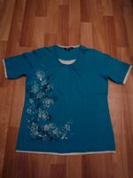 T-Shirt blau mit Blumenmuster und weißen Absetzungen Größe 40 Bayern - Schwebheim Vorschau