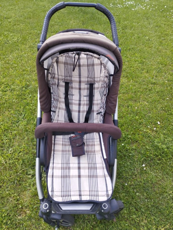 Kinderwagen Hartan Racer GT braun-beige kariert für Bastler in Freckenfeld